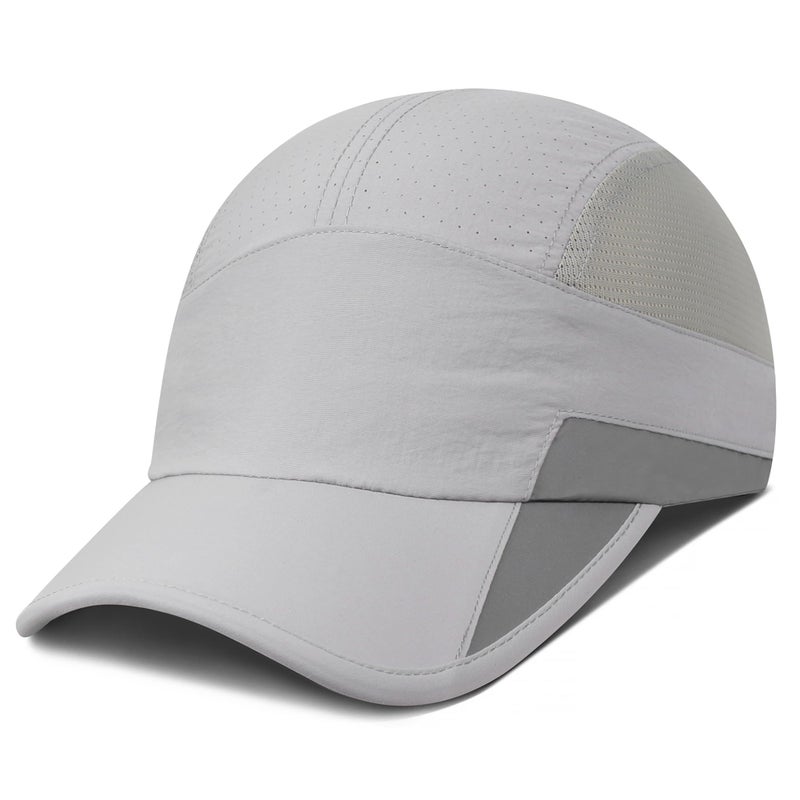 GADIEMKENSD Running Hat, Mens Outdoor Hat Unstructured Baseball Cap UPF 50 UV SPF Exercise Run Caps Reflective Breathable Light Sun Hats Quick Dry Mesh Summer Sports Hat Cap Men Woman Under 10 Gray - Image 1